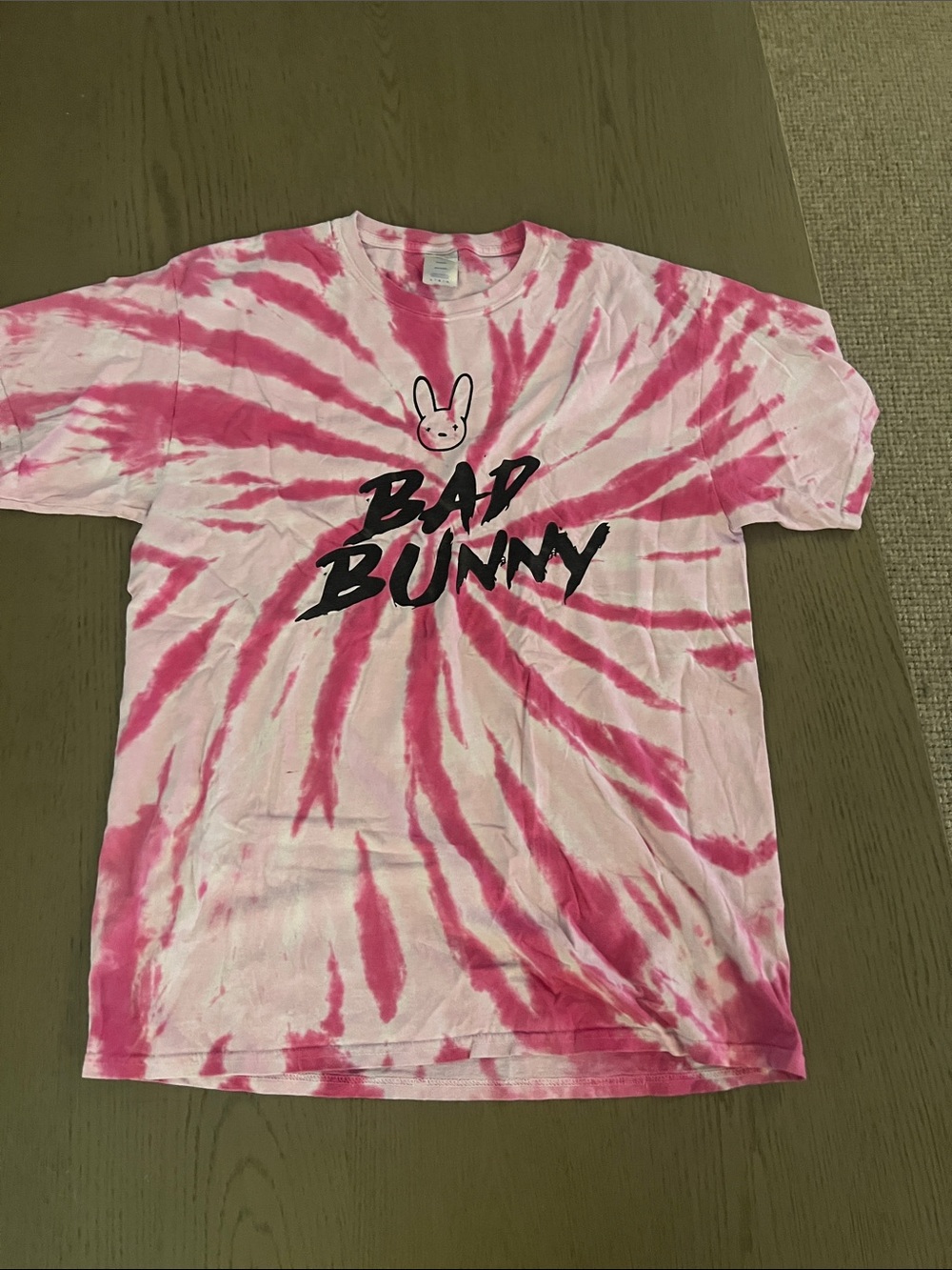 Port and Company Pink & White Tie-Dye Bad Bunny Graphic Tee